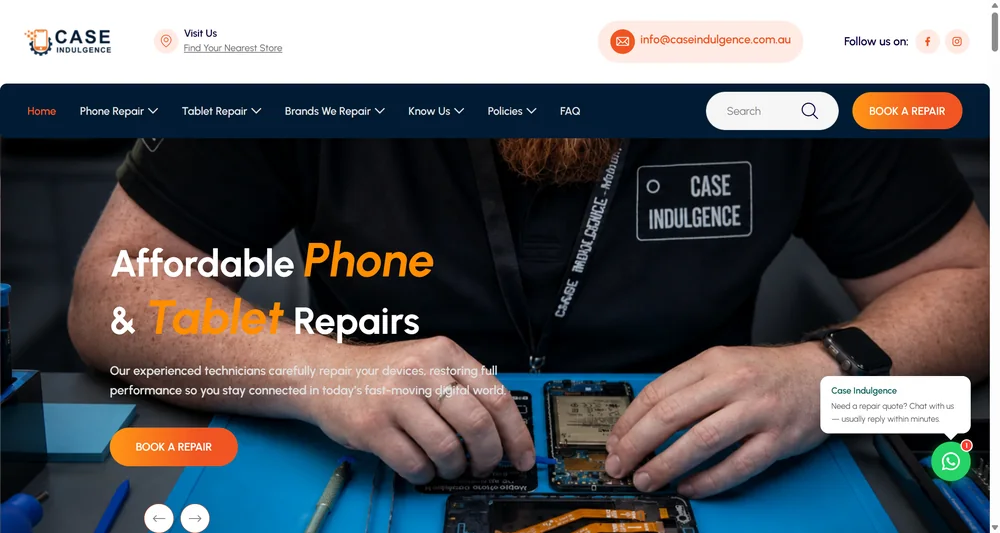 Case Indulgence website